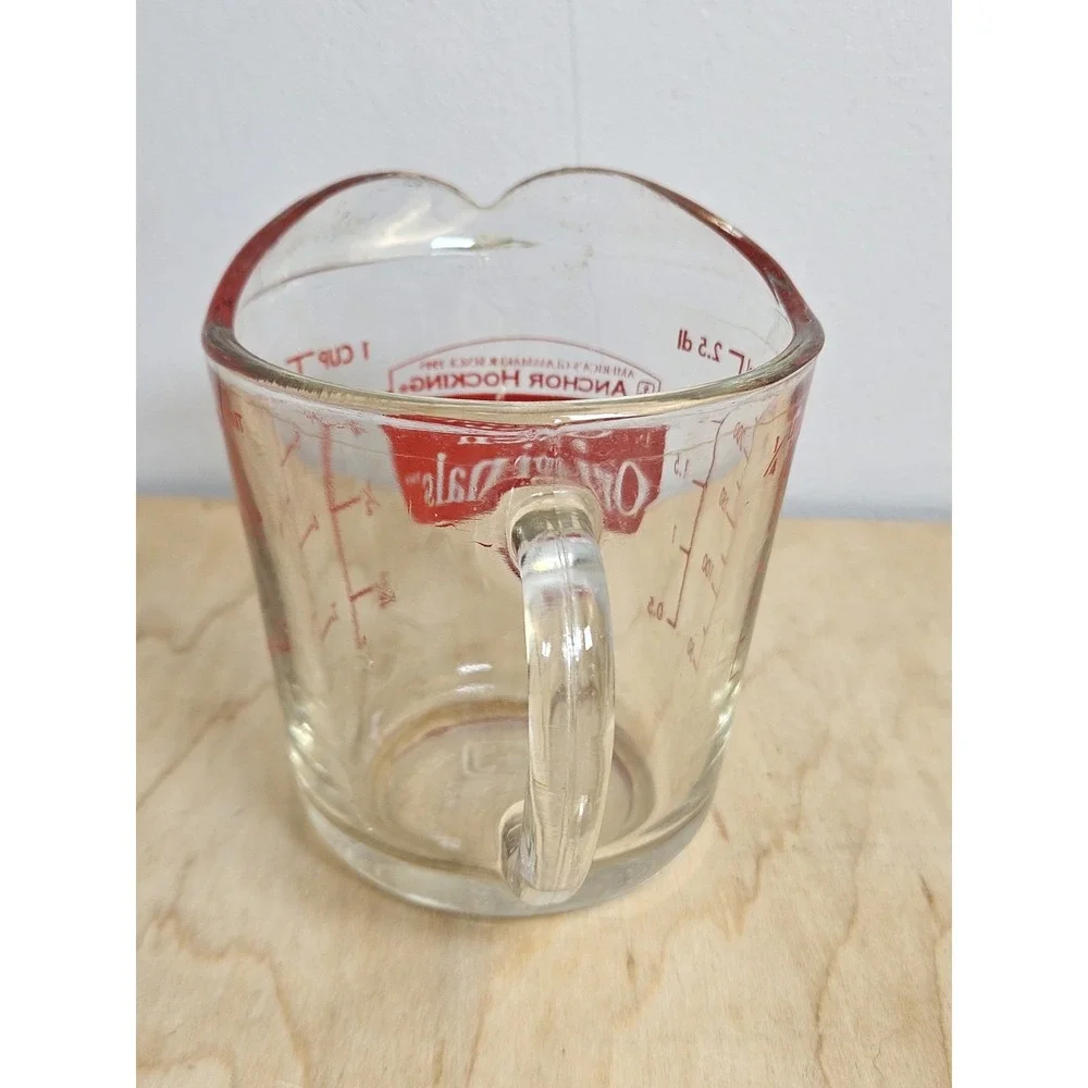 Anchor Hocking Oven Originals 1 Cup 8 Oz Glass Measuring Cup Red Made USA